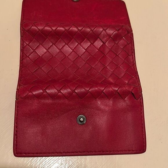 Bottega Veneta Red Woven Leather Key Ring Holder Case Minimalist Italian Luxury - Picture 9 of 12